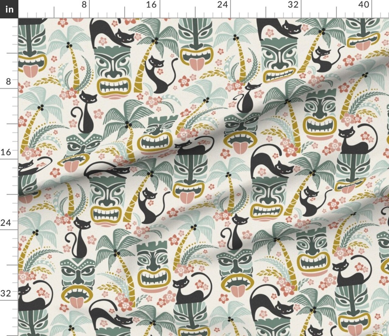 Various Fabrics by the Yard or Fat Quarter Mid Century Cats Tiki Bar Tropical Island Retro Inspired Atomic Era 1950S 1960S Look Custom Printed Fabric by Spoonflower